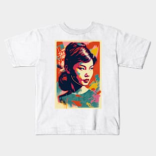 Vintage  woman in pop-art style Kids T-Shirt